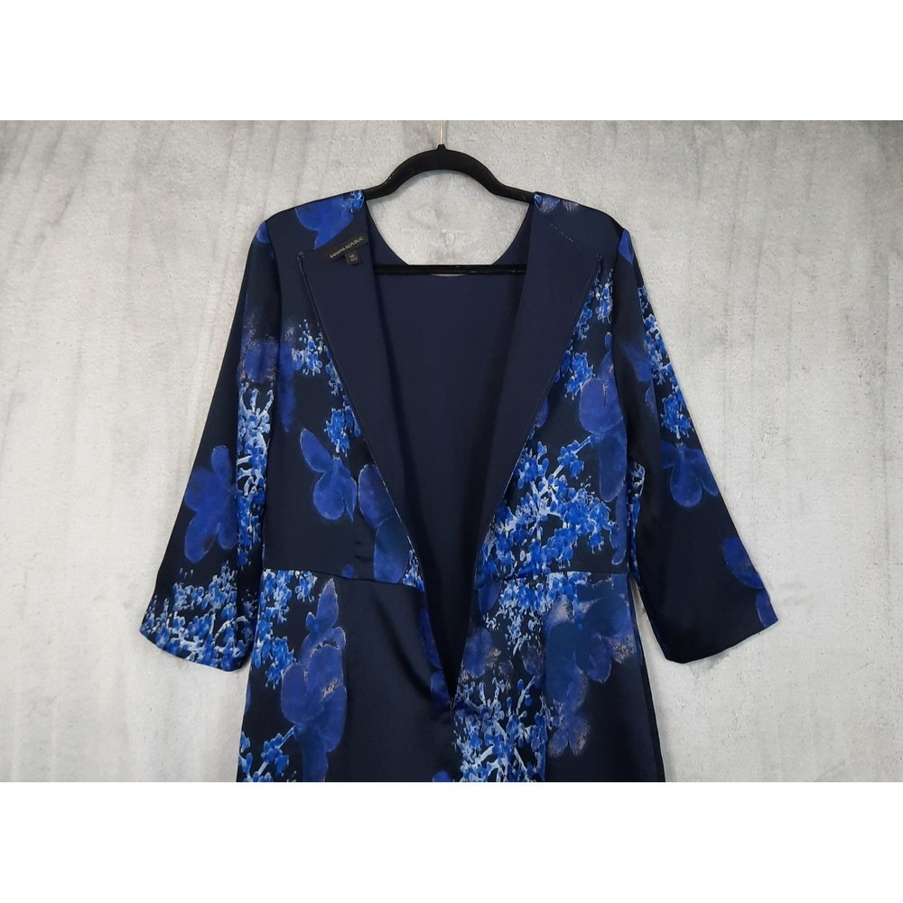 Banana Republic Dress Womens 10 Blue Watercolor Floral Ruffle Hem Career Office - Picture 6 of 15